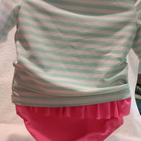 Carter's green, white and pink Rash Guard and Bikini Bottom 24m - Picture 2 of 3